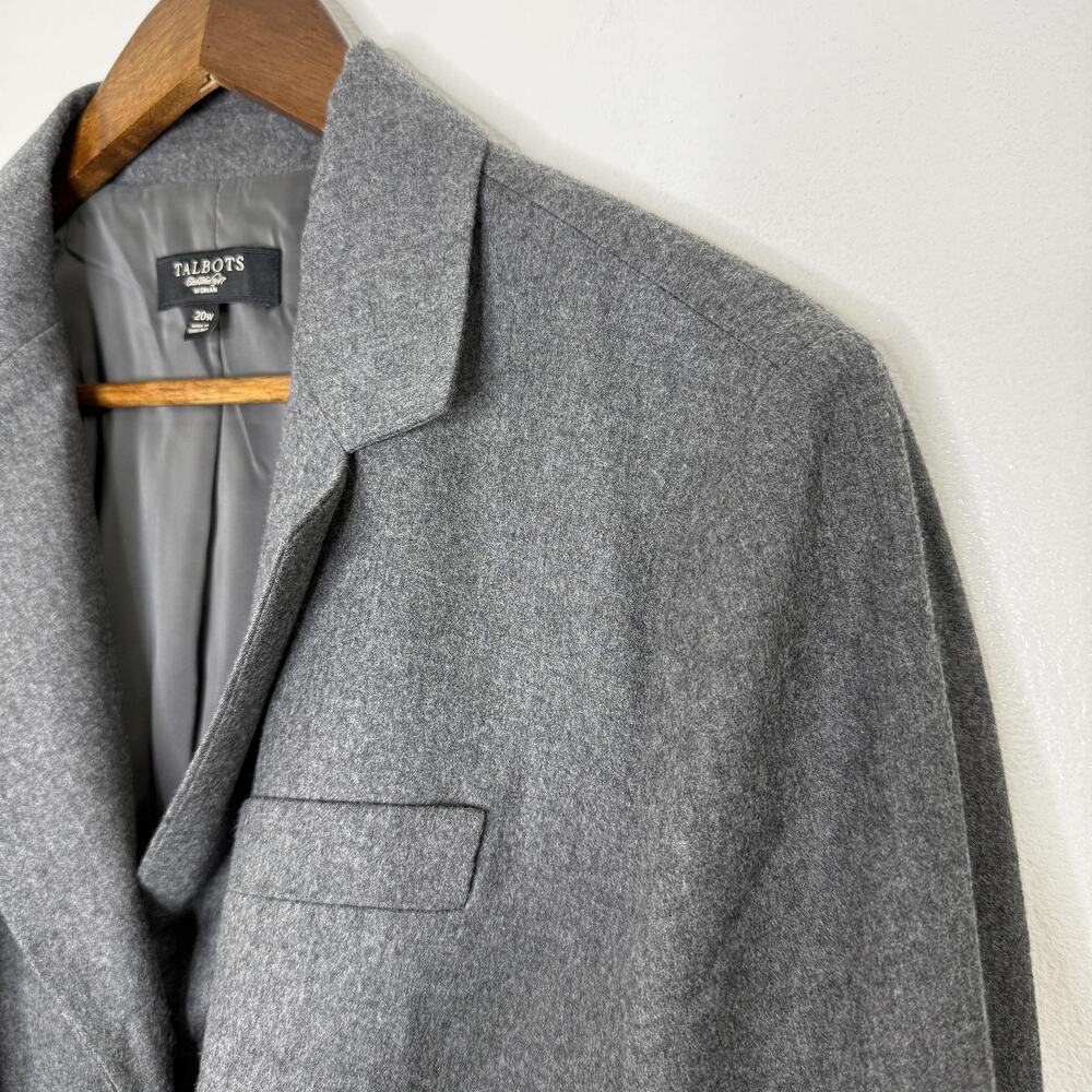 Talbots Blazer Womens 20W Gray Wool Lined Single Breasted Career Jacket Work